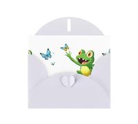 WHJSHOP Biglietto di auguri bianco con stampa a forma di rana che insegue farfalle, perfetto per San Valentino, anniversario di matrimonio e inviti per feste
