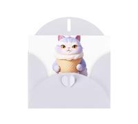 WHJSHOP Biglietto di auguri bianco con stampa di gattini rotondi, perfetto per San Valentino, anniversario di matrimonio e inviti per feste