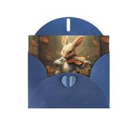 WHJSHOP Biglietto di auguri blu con coniglietto che suona il violino, perfetto per San Valentino, anniversario di matrimonio e inviti per feste