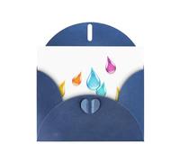 WHJSHOP Biglietto di auguri blu con gocce d'acqua in vetro colorato, perfetto per San Valentino, anniversario di matrimonio e inviti per feste