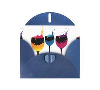 WHJSHOP Biglietto di auguri blu con stampa a calice nebbia, perfetto per San Valentino, anniversario di matrimonio e inviti per feste