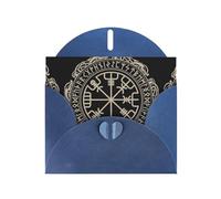 WHJSHOP Biglietto di auguri blu dal design magico con rune norrene, 10,2 x 15,2 cm, per Natale, compleanni dei bambini, San Valentino, anniversari di matrimonio e inviti per feste