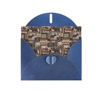 WHJSHOP Biglietto di auguri blu rustico Lodge Bear Pattern 10,2 x 15,2 cm per Natale, compleanni dei bambini, San Valentino, anniversari di matrimonio e inviti per feste