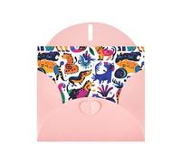 WHJSHOP Biglietto di auguri colorato con stampa di dinosauri di guerra, carta perlescente di alta qualità, effetto perla su entrambi i lati, busta di carta perlata con fibbia