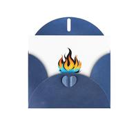 WHJSHOP Biglietto di auguri con stampa a fiamme blu scuro, carta perlescente di alta qualità, effetto perla su entrambi i lati, busta in carta perlata con fibbia d'amore