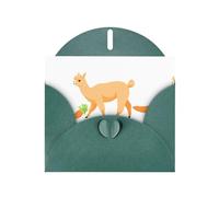 WHJSHOP Biglietto di auguri con stampa alpaca che mangia carote, carta perlescente di alta qualità, effetto perlato su entrambi i lati, busta in carta perlata con fibbia d'amore
