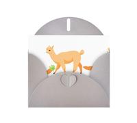 WHJSHOP Biglietto di auguri con stampa alpaca che mangia carote, carta perlescente di alta qualità, effetto perlato su entrambi i lati, busta in carta perlata con fibbia d'amore