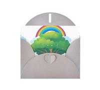 WHJSHOP Biglietto di auguri con stampa arcobaleno sotto l'albero - Carta perlescente di alta qualità, effetto perlato su entrambi i lati, busta in carta perlata con fibbia d'amore