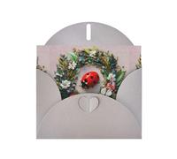 WHJSHOP Biglietto di auguri con stampa di coccinelle in una ghirlanda, carta perlescente di alta qualità, effetto perla su entrambi i lati, busta in carta perlata con fibbia d'amore