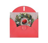 WHJSHOP Biglietto di auguri con stampa di coccinelle in una ghirlanda, carta perlescente di alta qualità, effetto perla su entrambi i lati, busta in carta perlata con fibbia d'amore