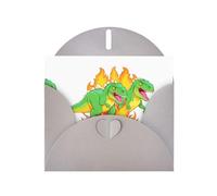 WHJSHOP Biglietto di auguri con stampa di dinosauri in fiamme, carta perlescente di alta qualità, effetto perlato su entrambi i lati, busta in carta perlata con fibbia d'amore