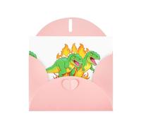 WHJSHOP Biglietto di auguri con stampa di dinosauri in fiamme, carta perlescente di alta qualità, effetto perlato su entrambi i lati, busta in carta perlata con fibbia d'amore