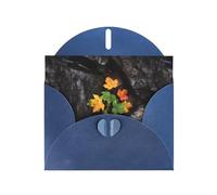 WHJSHOP Biglietto di auguri con stampa di foglie d'acero sotto le rocce, carta perlescente di alta qualità, effetto perlato su entrambi i lati, busta in carta perlata con fibbia d'amore