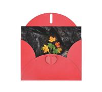 WHJSHOP Biglietto di auguri con stampa di foglie d'acero sotto le rocce, carta perlescente di alta qualità, effetto perlato su entrambi i lati, busta in carta perlata con fibbia d'amore