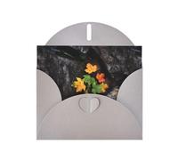WHJSHOP Biglietto di auguri con stampa di foglie d'acero sotto le rocce, carta perlescente di alta qualità, effetto perlato su entrambi i lati, busta in carta perlata con fibbia d'amore