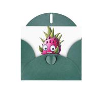 WHJSHOP - Biglietto di auguri con stampa di frutta del drago, in carta perlata, double-face, effetto perlato, con fibbia d'amore