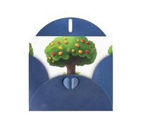 WHJSHOP Biglietto di auguri con stampa di funghi sotto l'albero da frutto, carta perlescente di alta qualità, effetto perlato su entrambi i lati, busta in carta perlata con fibbia d'amore