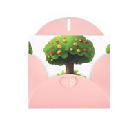 WHJSHOP Biglietto di auguri con stampa di funghi sotto l'albero da frutto, carta perlescente di alta qualità, effetto perlato su entrambi i lati, busta in carta perlata con fibbia d'amore