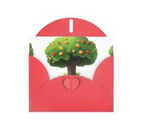 WHJSHOP Biglietto di auguri con stampa di funghi sotto l'albero da frutto, carta perlescente di alta qualità, effetto perlato su entrambi i lati, busta in carta perlata con fibbia d'amore
