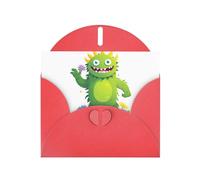 WHJSHOP Biglietto di auguri con stampa di mostri che raccolgono fiori, carta perlescente di alta qualità, effetto perlato su entrambi i lati, busta in carta perlata con fibbia d'amore