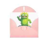 WHJSHOP Biglietto di auguri con stampa di mostri che raccolgono fiori, carta perlescente di alta qualità, effetto perlato su entrambi i lati, busta in carta perlata con fibbia d'amore