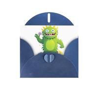 WHJSHOP Biglietto di auguri con stampa di mostri che raccolgono fiori, carta perlescente di alta qualità, effetto perlato su entrambi i lati, busta in carta perlata con fibbia d'amore