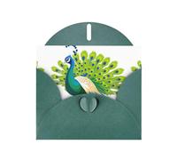 WHJSHOP Biglietto di auguri con stampa di pavone che apre il suo schermo, carta perlescente di alta qualità, effetto perlato su entrambi i lati, busta in carta perlata con fibbia d'amore