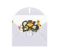 WHJSHOP Biglietto di auguri con stampa di personaggi dell'arte gialla, carta perlescente di alta qualità, effetto perlato su entrambi i lati, busta in carta perlata con fibbia