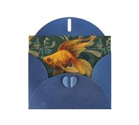 WHJSHOP Biglietto di auguri con stampa di pesce rosso nel vortice, carta perlescente di alta qualità, effetto perlato su entrambi i lati, busta in carta perlata con fibbia d'amore