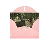 WHJSHOP Biglietto di auguri con stampa di tenda mimetica nella foresta, carta perlescente di alta qualità, effetto perlato su entrambi i lati, busta in carta perlata con fibbia d'amore