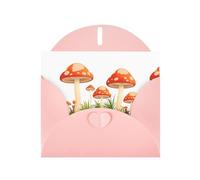 WHJSHOP Biglietto di auguri con stampa di un giardino di funghi denso, carta perlescente di alta qualità, effetto perlato su entrambi i lati, busta in carta perlata con fibbia d'amore