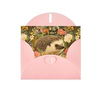 WHJSHOP Biglietto di auguri con stampa di un riccio in un'aiuola, carta perlescente di alta qualità, effetto perlato su entrambi i lati, busta di carta perlata con fibbia d'amore