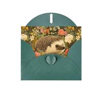 WHJSHOP Biglietto di auguri con stampa di un riccio in un'aiuola, carta perlescente di alta qualità, effetto perlato su entrambi i lati, busta di carta perlata con fibbia d'amore