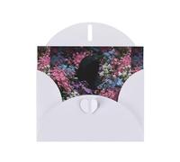 WHJSHOP Biglietto di auguri con stampa fantasma nei fiori, carta perlescente di alta qualità, effetto perlato su entrambi i lati, busta in carta perlata con fibbia d'amore