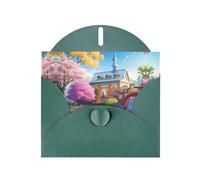 WHJSHOP - Biglietto di auguri con stampa fiaba di unicorni, carta perlescente di alta qualità, effetto perlato, busta di carta perlata su entrambi i lati, con fibbia d'amore