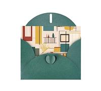 WHJSHOP - Biglietto di auguri con stampa moderna di metà secolo, carta perlescente di alta qualità, effetto perlato, busta di carta perlata su entrambi i lati, con fibbia d'amore