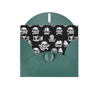 WHJSHOP - Biglietto di auguri con stampa pirati in bianco e nero di alta qualità, carta perlescente su entrambi i lati, effetto perlato, busta di carta perlata