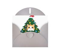 WHJSHOP Biglietto di auguri grigio con albero di Natale con stampa di gattini, perfetto per San Valentino, anniversario di matrimonio e inviti per feste