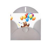 WHJSHOP Biglietto di auguri grigio con orso che insegue palloncini stampa perfetto per San Valentino, anniversario di matrimonio e inviti per feste