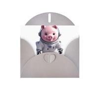 WHJSHOP Biglietto di auguri grigio con stampa astronauta con maiale rosa, perfetto per San Valentino, anniversario di matrimonio e inviti per feste