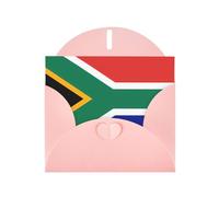 WHJSHOP Biglietto di auguri rosa con bandiera del Sud Africa, 10,2 x 15,2 cm, per Natale, compleanni dei bambini, San Valentino, anniversari di matrimonio e inviti per feste