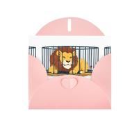 WHJSHOP Biglietto di auguri rosa con leone nella gabbia, perfetto per San Valentino, anniversario di matrimonio e inviti per feste