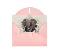 WHJSHOP Biglietto di auguri rosa con motivo elefante rotto da parete 10,2 x 15,2 cm per Natale, compleanni dei bambini, San Valentino, anniversari di matrimonio e inviti per feste