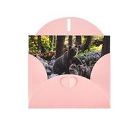 WHJSHOP Biglietto di auguri rosa con piccoli orsi neri 10,2 x 15,2 cm per Natale, compleanni dei bambini, San Valentino, anniversari di matrimonio e inviti per feste