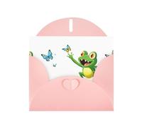 WHJSHOP Biglietto di auguri rosa con rana che insegue la farfalla stampa perfetta per San Valentino, anniversario di matrimonio e inviti per feste