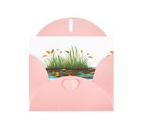 WHJSHOP Biglietto di auguri rosa con stampa di foglie morte sulla palude, perfetto per San Valentino, anniversario di matrimonio e inviti per feste