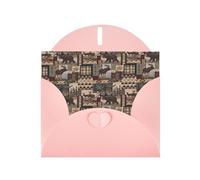WHJSHOP Biglietto di auguri rosa rustico Lodge Bear Pattern 10,2 x 15,2 cm per Natale, compleanni dei bambini, San Valentino, anniversari di matrimonio e inviti per feste
