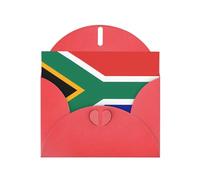 WHJSHOP Biglietto di auguri rosso con bandiera del Sud Africa, 10,2 x 15,2 cm, per Natale, compleanni dei bambini, San Valentino, anniversari di matrimonio e inviti per feste