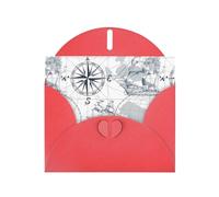 WHJSHOP Biglietto di auguri rosso con mappa della barca, 10,2 x 15,2 cm, per Natale, compleanni dei bambini, San Valentino, anniversari di matrimonio e inviti per feste
