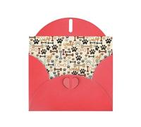 WHJSHOP Biglietto di auguri rosso con ossa di cane, motivo zampa, 10,2 x 15,2 cm, per Natale, compleanni dei bambini, San Valentino, anniversari di matrimonio e inviti per feste